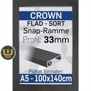 CROWN klap ramme sort, 33 mm profil