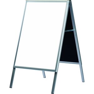 A-skilt med whiteboard 60 x 80 cm hvid/sølv