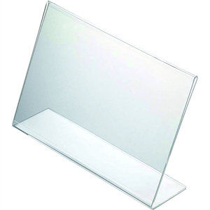 Menuholder L-form Horisontal - akryl Klar - A8 7,6 x 5,5 cm