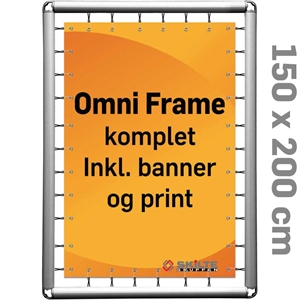 Omni Frame Banner -  Komplet MED PRINT 150 x 200 cm
