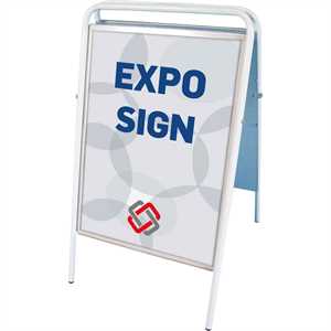 Billigt gadeskilt  A2 størrelse Expo Sign hvid
