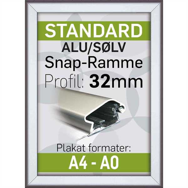 Alu Snap-Frame, væg, 32 mm Alu/elox. - Poster: 84,1 x 118,9 cm  A0