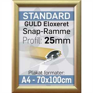 Billig 70 x 100 cm snap frame i guld look 25 mm profil