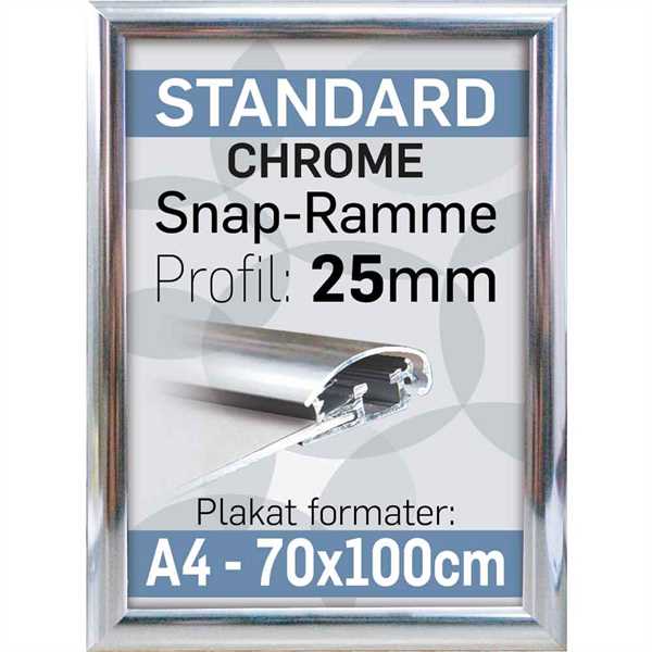 Snap Ramme 25 mm profil - Krom