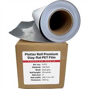 Premium Stay-Flat PET film  med grå blokker bagside 42" - 50 mtr rulle